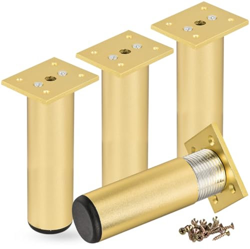 Btowin VCF Lot de 4 pieds de meubles ronds en alliage d'aluminium noir de 10 cm pour table, armoire, cuisine, meuble TV, bureau