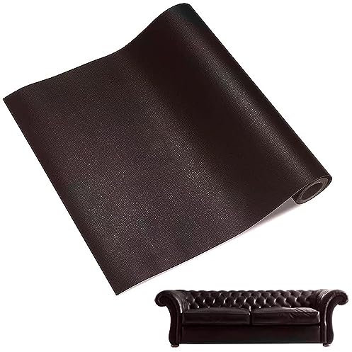 Vientiane Merlin Cuir, Cuir Autocollant, 60 x 137cm Rouleau Adhesif Cuir, Simili Cuir Autocollant, Cuir Patch Réparation pour Canapés, Sièges de Voiture, Sac à Main, Veste en Cuir (café profond)