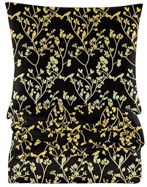Cotton Market Bettwäsche - Bettwäsche Baumwoll-Mikrofaser - Bettwäsche-Sets 3 Teilig - Bettbezug 155x220 cm und 2 Kissenbezug 70x80 cm - Blumen, Schwarz und Gold