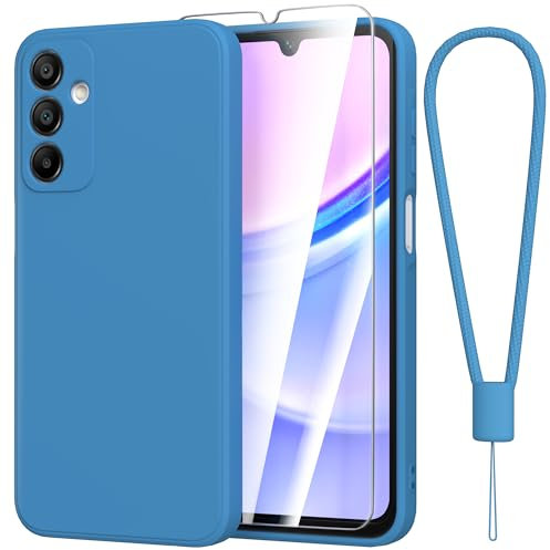 Fyriswho Cover per Samsung Galaxy A15 4G / 5G Con 1 Pellicola Vetro Temperato, Sottile Morbida Silicone Resistente Ai Graffi Protettiva Custodia con Samsung Galaxy A15 4G / 5G (6.5) - Blu