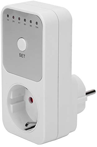 Cerlingwee Timer Steckdosenschalter, Steckdose mit 6 verschiedenen Countdown-Timer-Einstellungen, Automatische Abschaltung, Multifunktionssteckdose, Weiß mit blauer Anzeige