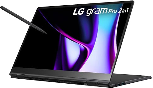 LG gram Pro 16-inch 2in1 Thin and Lightweight Laptop, Intel Evo Edition - AI-enabled Intel Core Ultra 7 Processor, Windows 11 Home, 16GB RAM, 512GB SSD, Touch IPS Display, Black