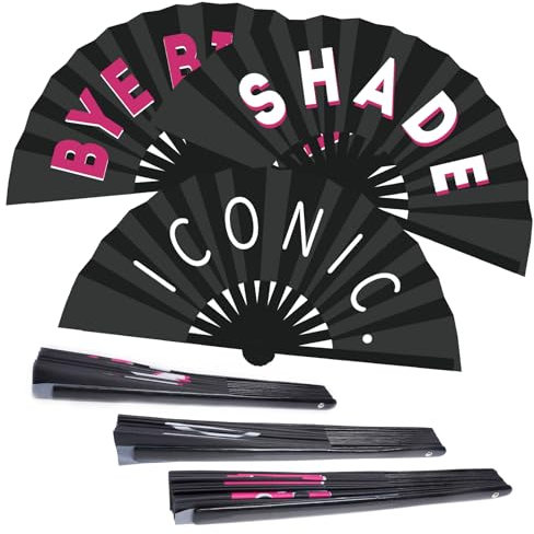 tiggell 3 Pack Large Hand Fan Bamboo Folding Rave Fan Handheld Chinese Shade Iconic Fan for Festival Parade Halloween Christmas Party Performance Decoration 13 inch