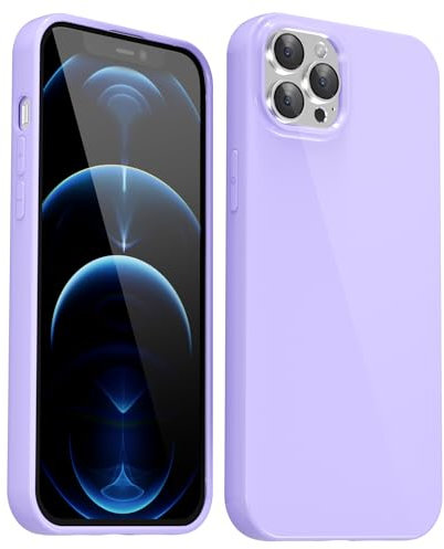 Svanove for iPhone 12 Pro Max Case Silicone, Glossy Soft Rubber Gel Jelly Cute Protective Plastic Simple Plain Phone Case Cover for Women Girl, Slim Thin Flexible Shockproof TPU, Lilac Purple Lavender