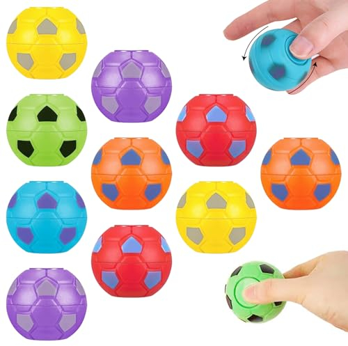 12 Stück Fußball Spinner Fingerspitzen Spielzeug Fußball Party Tasche Fillers Kinder Fidget Fußball Mitgebsel Drehbare Stressbälle Spiel Mini Fußball Anti Stress Sensorik Mitgebsel Kindergeburtstag