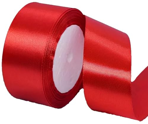 Geschenkband Rot 22.8M, 40mm Geschenkband Satinband Breit Schleifenband | Breit Geschenkband Hochzeit Stoff Dekoration für Kleid Hochzeit, Taufe und Geburtstag Geschenke