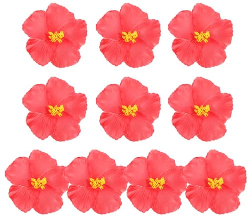 Amosfun 10 Stück Künstliche Hibiskusblüten Künstliche Hibiskusblüten Zum Basteln Sommerparty-Hibiskusdekoration Hawaiianische Luau-Party-Tischdekoration
