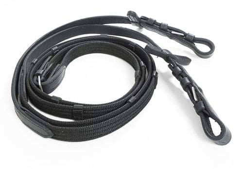 Pferdelinis Trensen Zügel Zügel für Pferde, langlebige Gurtzügel in Schwarz oder Braun, Breite 18mm, Länge 2,9m (Schwarz)