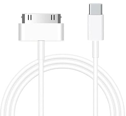 ZHHSUNY 3.3Ft 30-Pin to USB C Adapter Cable for i-Phone 4/4S i-Pad 1/2/3 i-Pod, Type-C to 30 Pin Cable Mains Charging Syncing Old Pad Phone Pod (White)