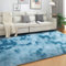 SOANNY Hochflor Wohnzimmer Teppich, Waschbar Anti-Rutsch & Flauschig, Tie-Dye Langflor Teppiche für Schlafzimmer & Kinderzimmer, Bettvorleger Matte, 120x180 cm, Dunkelblau