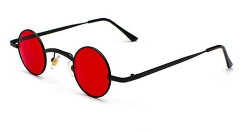 besbomig Retro Small Round Sunglasses Womens Mens, Mini Fashion Vintage Hippy Circle Sunglasses Steampunk Glasses Rave Hippie Eyewear UV400 Protection