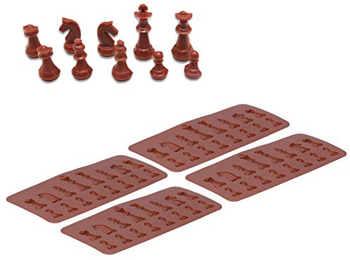 4 Stück Silikon-Schokoladenformen, Schachform, Silikon-Süßigkeitsformen,Internationale Schach Silikonform,Silikon Schokolade Schachfiguren Formen,für DIY Schokolade, Kuchen Deko,wiederverwendbar