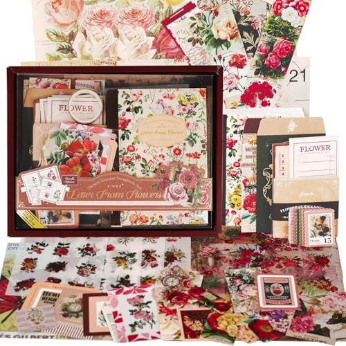 Funto Scrapbooking Kit (153 PCs), Vintage-Sammlungsbriefe, perfekt für Kugel Scrapbooking-Materialien, Planer DIY Arts Craft Collage