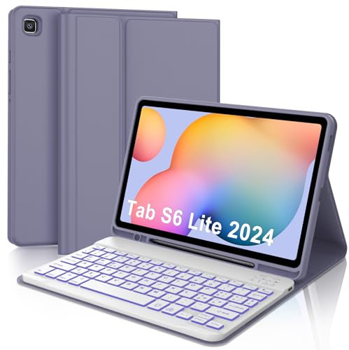 Tastiera per Samsung Tab S6 Lite 10.4 2024/2022/2020, Custodia con Tastiera per Samsung Tab S6 Lite 10.4 2024/2022, Italiano QWERTY Tastiera Magnetica Staccabile senza Fili Bluetooth, Viola