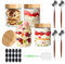 4 Pack Overnight Oats Jars with Wooden Lid 16OZ /480MLand Spoon Set Glass Food Storage Containers Glass Jars with Lids Airtight with Measurement Marks for Milk Cereal Fruit