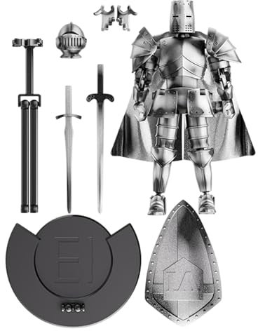 Medieval Knight Action, Figure Fully Articulated Robot Knight Statue 360° Rotating Head and Movable Joints for Display, Collectibles & Table Decor, Flexible Rope Perches, 41.3in