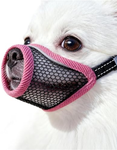 Maulkorb für Hunde, Maulkorb aus weichem Netzgewebe für kleine Hunde, Chihuahua Shih Tzu Yorkie Pom, Schutz für Kurze Zähne zum Bellen und Beißen, atmungsaktiver Maulkorb für Welpen (rot)
