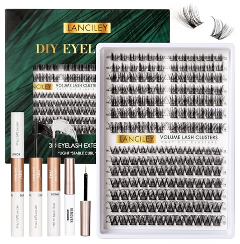 Cluster Lashes 168pcs Lash Clusters 10-18mm Individual Eyelashes Natural Eyelashes Soft Eyelash Clusters Lash Extensions Kit DIY Lashes Individual Cluster Kit with Bond and Seal and Remover-M37+M38