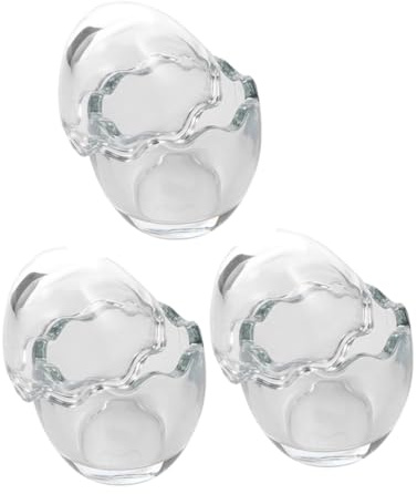 UKCOCO 3 pezzi Bicchieri in Vetro per Budino e Yogurt Trasparenti Resistenti Microonde Forno Congelatore e Lavastoviglie Design a Forma di Guscio per Casa Bar e Ristoranti