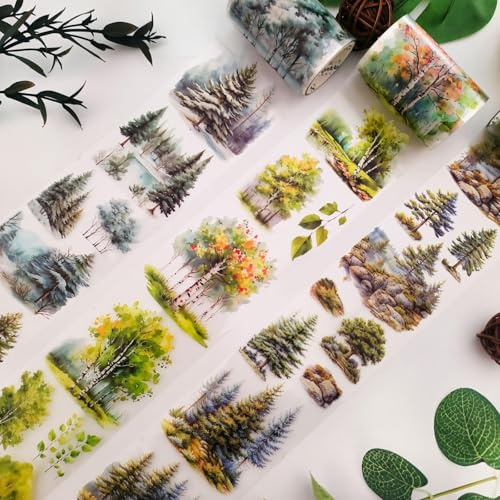 Arpaper 3 Rolls Scrapbook Washi Tape,Scrapbooking Zubehör Stickers,Waldbäume Thema Transparent Sticker Accessories Für Für Bullet Journal,Fotoalbum,Notebook(Forest 1)