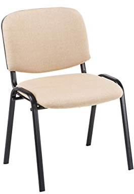 CLP Stapelbarer Besucherstuhl Ken Stoff I Komfortable Polsterung Mit Metallgestell Und Rückenlehne I Stabil, Für Wartezimmer Und Konferenz-Raum, Farbe:Creme