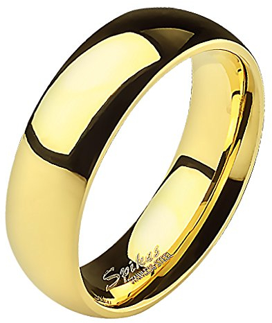 Mianova Band-Ring Edelstahl Herrenring Damenring Partnerring Trauring Verlobungsring Damen Herren Gold Größe 49 (15.6) Breit 6mm
