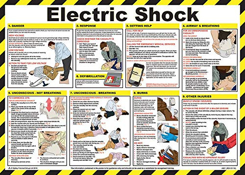 PDL – Pegdev - Electric Shock Hazard Sign - A2 Landscape First Aid Laminated Health & Safety Poster.