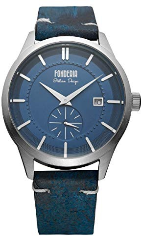 Fonderia Herrenuhr STREAMLINER - Vintageuhr Edelstahl, italienisches Design, Datum, kleine Sekunde