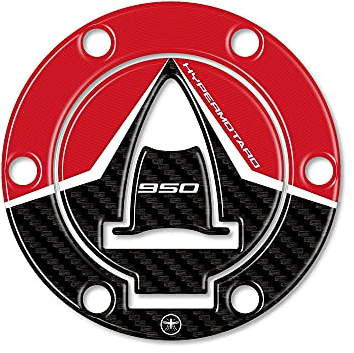 labelbike - Adesivo in Resina 3D Decorazione e Protezione di Moto Tappo Serbatoio compatibile con DUCATI HYPERMOTARD 950 2019-2024 - Colore Carbonio Rosso