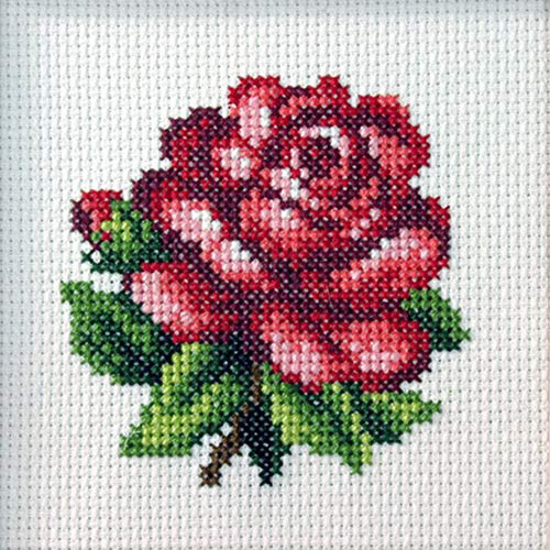 Orchidea Stamped Cross Stitch Kit - Red Rose