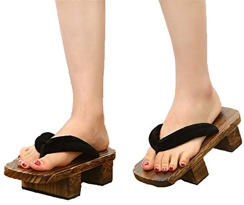 XPuing Hommes Performance Sur Pieds Pantoufles En Bois Japonaises Geta Tongs Tongs Sandales Chaussures