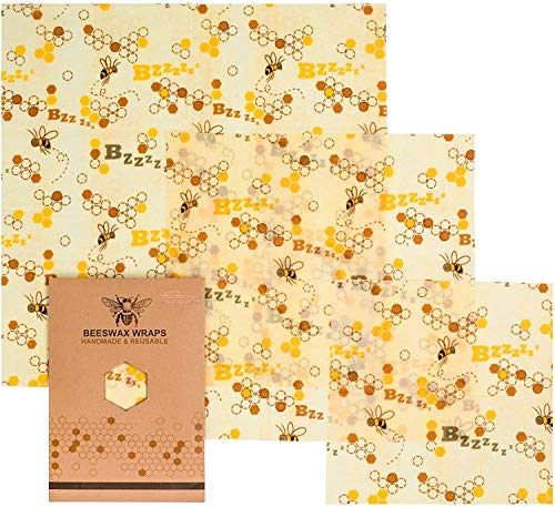 Smart Health Organic Beeswax Wraps-ECO-Friendly Biodegradable Reusable-Plastic-Free, Alternative and Sustainable Food Storage-Re-Washable All Natural-Keeps Produce Fresh, Cotton