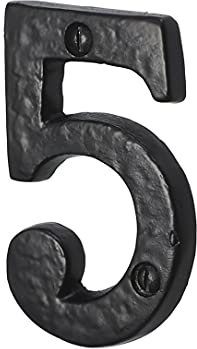 SISI UK® Black Cast Iron Numbers Front House Door Numbers with Antique Finish 3'' with Screws (Number 5)