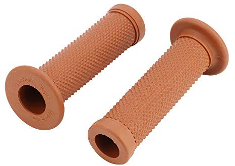 Aramox Motorrad Griffe, 2 Stück 22mm Universal Vintage Motorrad Lenkergriffe Star Decor Lenkerenden Schwarz Rot Braun Hellbraun Gelb Braun(Gelb Braun)