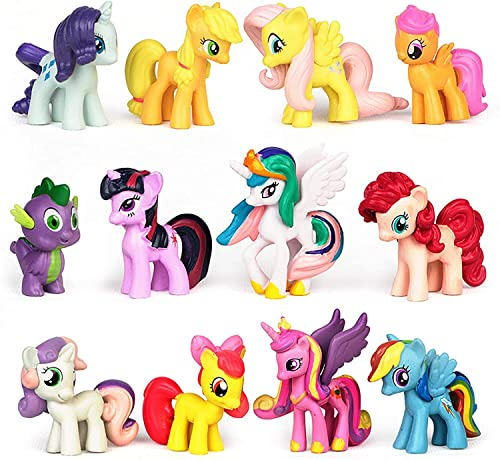 Yisscen Cake Topper Einhorn Spielzeug Figuren Set Actionfiguren Spielzeug Party Kuchen Dekoration Supplies Cupcake Figuren Für Kinder, 12 Stück