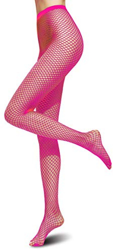 Damen Netzstrumpfhose für Freizeit Party Kostüm (Pink, kleine Masche/Netz) | Die feinere Netzstruktur erzeugt ein dichteres Muster am Bein und wirkt zurückhaltender als Varianten mit großen Maschen.