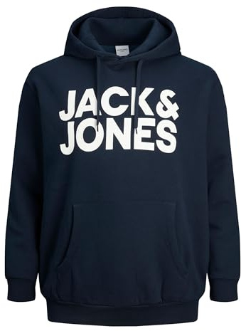 JACK & JONES Hoodie Herren Regular Fit JJEADRIAN Plus Size Kapuzenpullover | Pullover Sweater Print Schwarz Grau Grün Braun Beige Blau S M L XL XXL 3XL 4XL 5XL 6XL 7XL 8XL