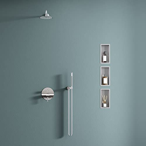 doporro Wandnische Bad Silber 15cm x 30cm x 8,3 cm | Duschablage befliesbar aus Edelstahl | Duschregal Unterputz-Montage
