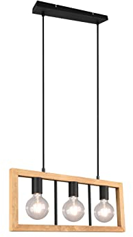 meineWunschleuchte Balkenpendelleuchte 3-flammig mit Holzrahmen, Breite 60cm