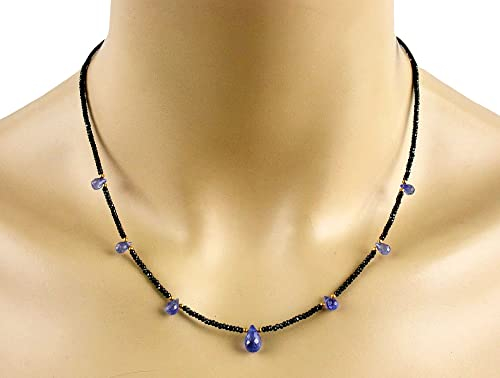Spinell Kette – Collier mit Tansanit Tropfen – Unikat