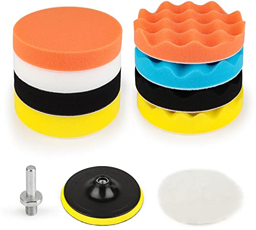 Kshineni 125mm Polierschwämme Pads, 11tlg Schwämme Pad Polierschwamm Auto Polieren Pad Set für Exzenter Poliermaschine Schleifmaschine Polierpad zum Polieren,Schleifen,Wachsen