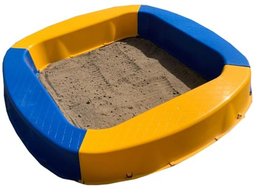 BURI Sabbiera Premium in plastica, 150 x 150 x 20 cm, Made in Germany, colore: giallo/blu