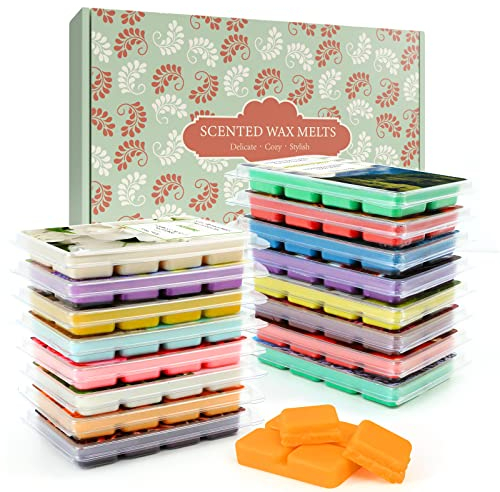 Scented Wax Melts Gift Set for Candle Warmer Burner Christmas Soy Wax Melts With 16 Scents Winter Cedar Pumpkin Apple & Cinnamon Coconut & Vanilla Fresh Linen Lavender Rose Lavender Wax Melts