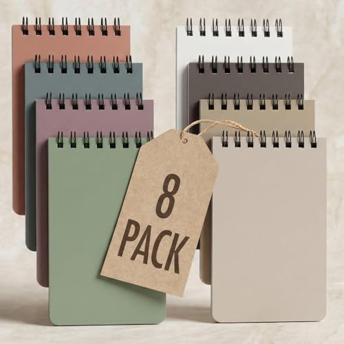 ZICOTO Aesthetic Pocket Notebooks Set of 8 - Small 3x5 Spiral Notepads With Lined Pages - The Perfect Little Mini Note Pads to Stay Organized and Boost Productivity at Work or School