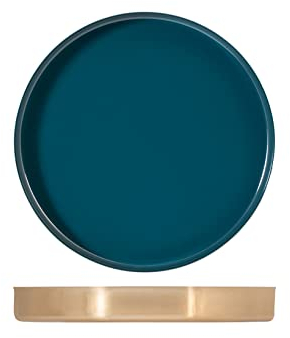 H&H Vassoio in Acciaio Inox, Colore Verde Ottanio, 35cm
