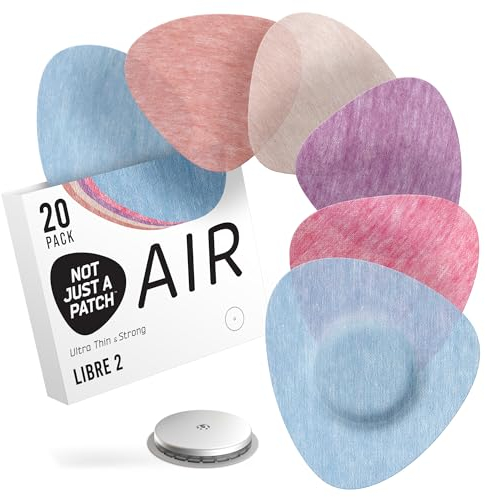 Not Just A Patch Freestyle Libre 2 Covers (20 Pack) - Thin, Strong and Light, Ultra-Long 14 Day Adhesion - Durable Lingo CGM & Libre 2 Sensor & Protector Patches - Air Libre 2 Multicolor