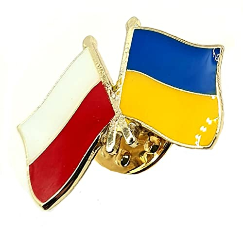 Anstecknadel mit Ukraine, Polen, polnisches Metall, Emaille, Landesflagge, Anstecknadel, Freundschaft zusammen, Metall