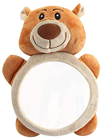 Espejo Coche Bebé Asiento Trasero de Osito de Peluche. Espejo Retrovisor de Bebé para los Asientos Traseros. Accesorio de Coche Universal. Seguro y Fácil de Instalar