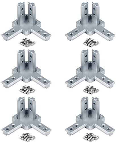 6 Stück 3D Eckverbinder 3 Wege Aluprofil Eckverbinder Serie 40x40, Solide Eckhalterung mit 201 Edelstahl Schrauben für Standard Aluminium-Extrusionsprofil aus Aluminiumlegierung mit T-Schlitz 8 mm