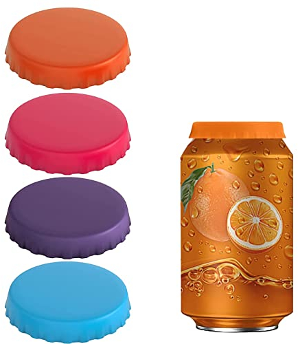 Silicone Beverage Can Lids, 4 PCS Soda Saver Caps, Leak-Proof & Dust-Resistant Can Covers, for Outdoor Parties, Camping, and Travel (Multi Color)